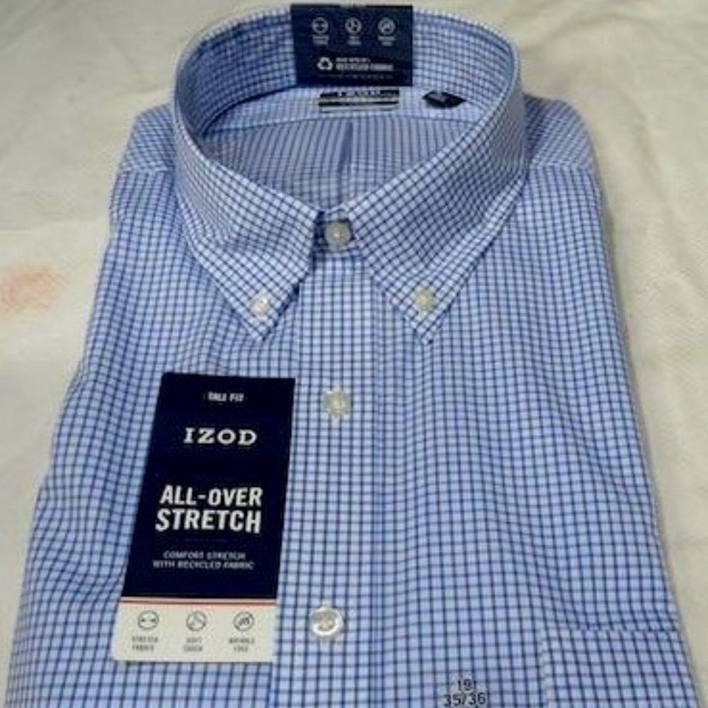 IZOD Men's Blue And White Button Up Shirt Sz.19